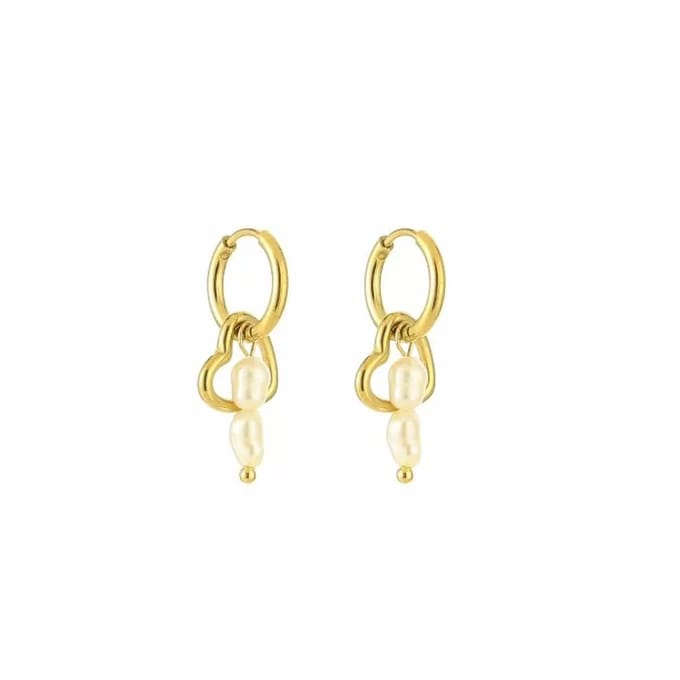 Bijoutheek Oorhangers Hart Parels Goud