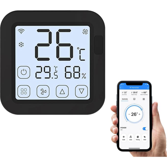Tuya Smart Wifi IR Airconditioner Controller Thermostaat met LCD-scherm App-regeling Temperatuur zwart
