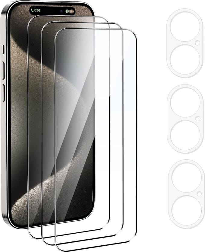 Screenprotector 3x en Camera lens protector 3x - Glasplaatje - Tempered glass Screen protector Geschikt voor: iPhone 16 - Beschermglas