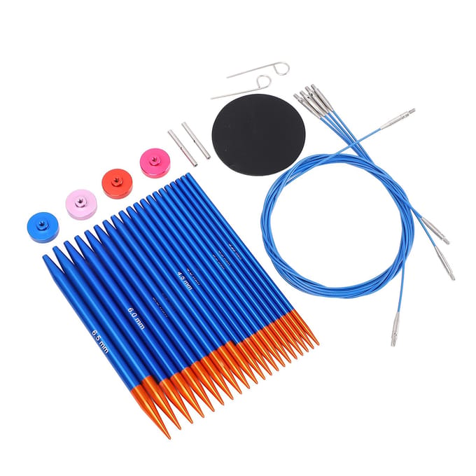 Rondbreinaaldenset en Kabelset Blauw Goudkleur Dubbelhoofd Verwisselbare Naalden voor Thuis blue