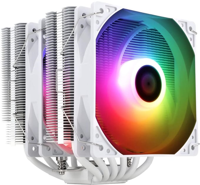 CPU Luchtkoeler - Processor Koeler - Computer Koelen - Dubbele Toren - 155mm Hoogte - Wit