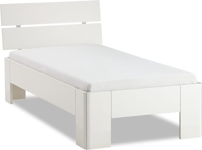 B Bright Fresh 400 Bed met Hoofdbord 90x220cm - Bedframe Wit - Eenpersoonsbedden - Instaphoogte: 40cm