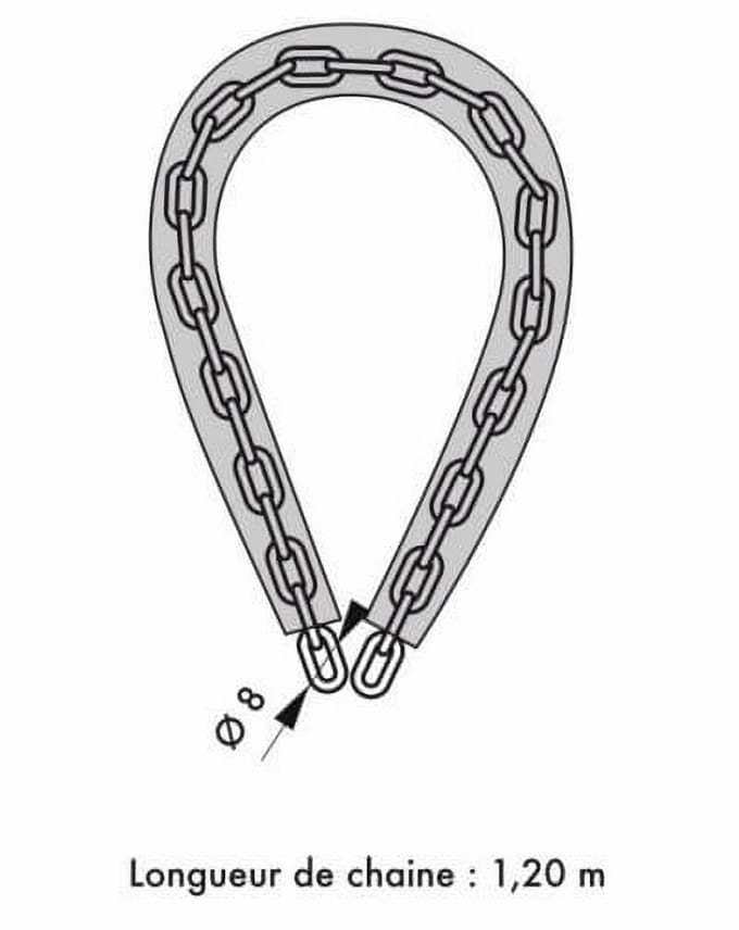 Motorfiets anti-diefstal ketting, LOOPS, 8 mm, 120 cm, THIRARD