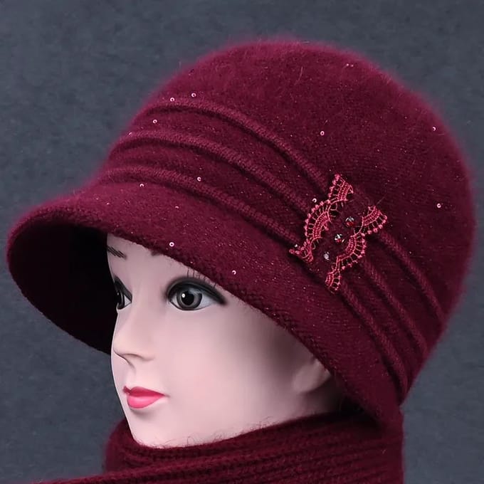 Hoed Dames Winterwarmte en Dik Fluweel Oude Dame Konijn Wollen Hoed Moederhoed one size black