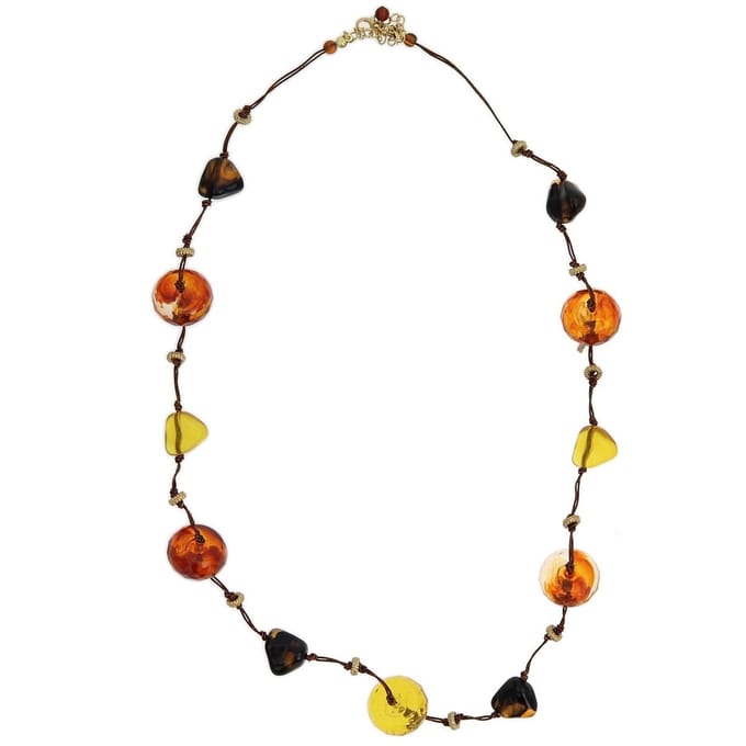 Behave - Kralen ketting - Bruin, amberkleur - Trendy, 45 cm