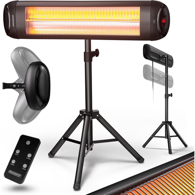 Monzana Infraroodstraler 2500W - 3 Standen - Statief Zwart