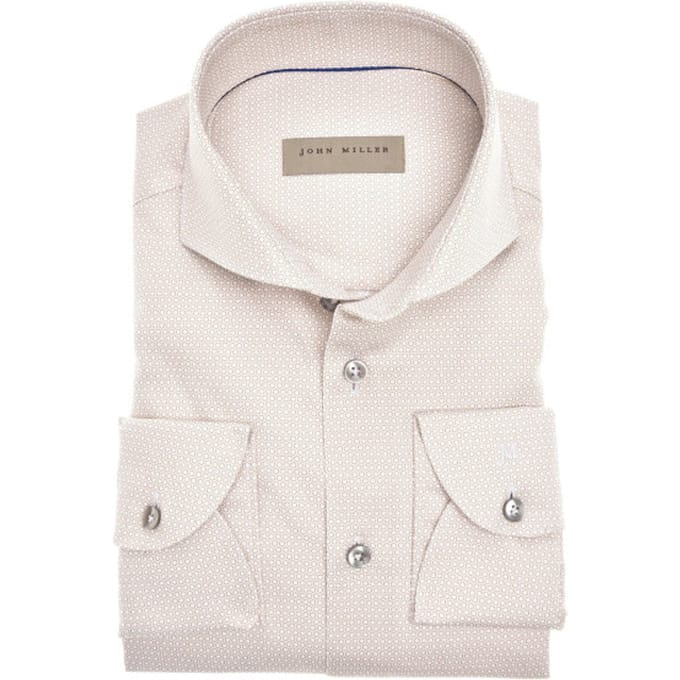 John Miller Tailored Fit Lange Mouw Overhemden Beige 5140516-630