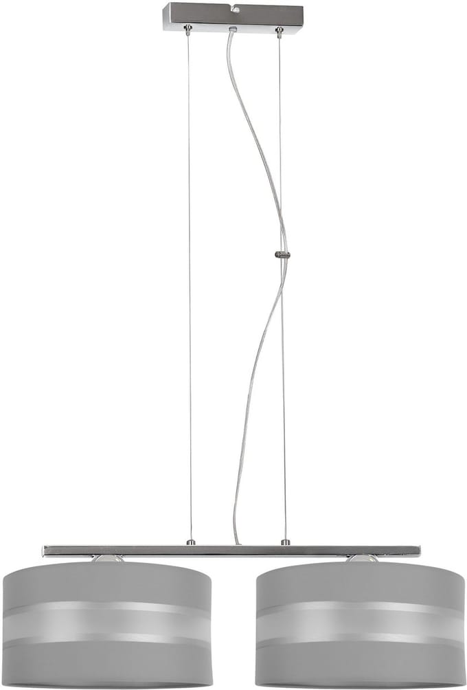 Light Home ELEGANCE - Hanglamp 2-Lichts - Stoffen Kap - Chroom - Hoogte Verstelbaar