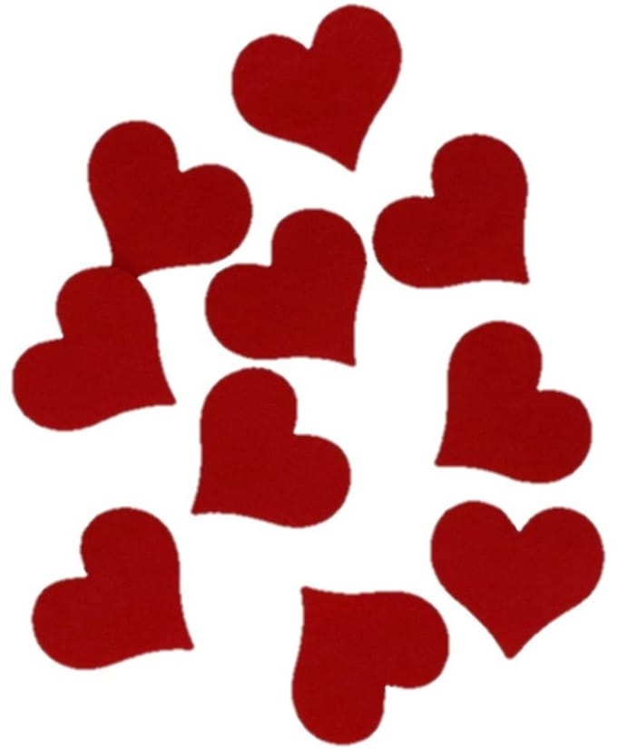 Hobby hartjes vilt - 30x stuks - rood -4cm - knutsel/hobby materiaal