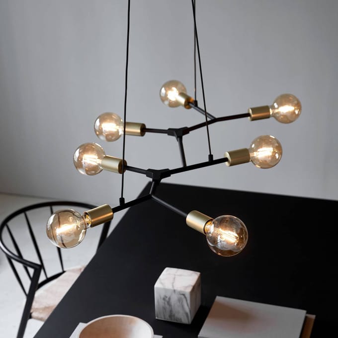 Nordlux Josefine Hanglamp - 7-lichts E27 - Zwart/Messing