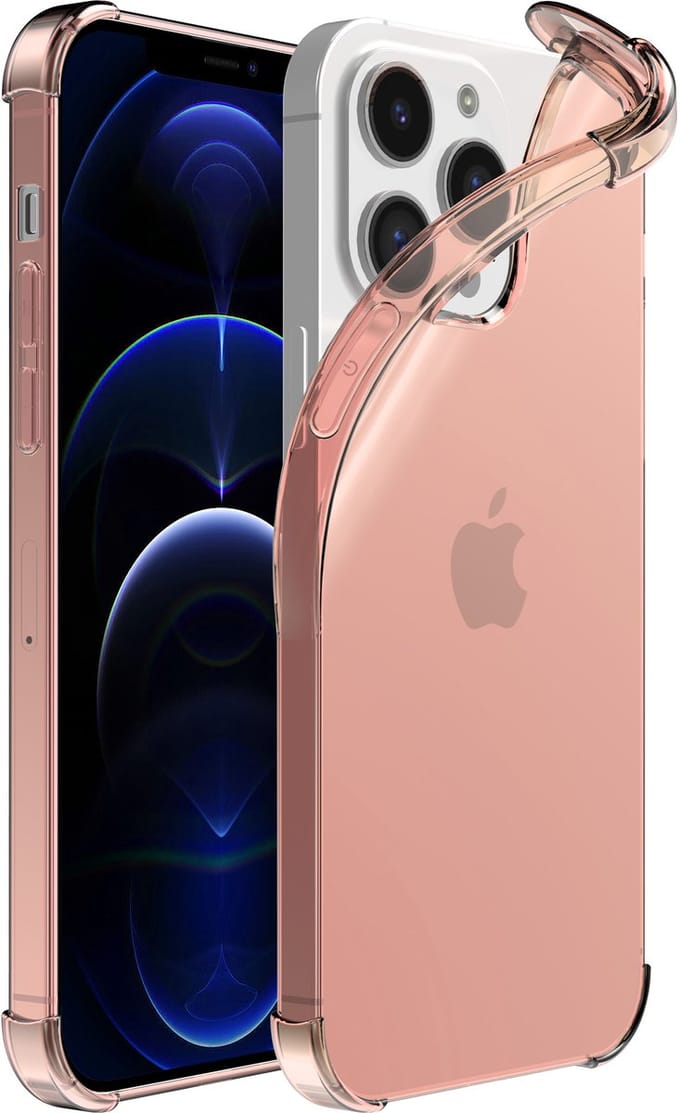 Smartphonica iPhone 12 Pro Max transparant siliconen hoesje - Lichtroze geschikt voor iPhone 12 Pro Max