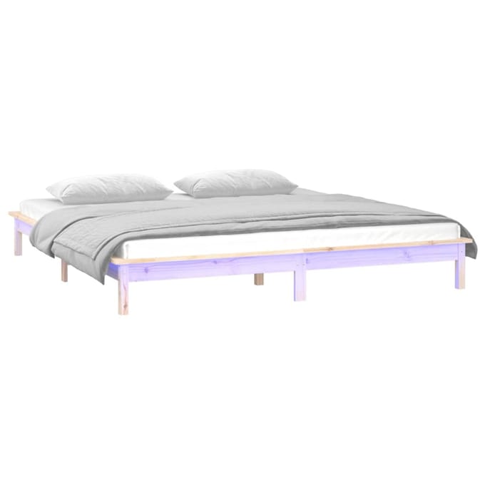 vidaXL - Bedframe - LED - massief - hout - 200x200 - cm