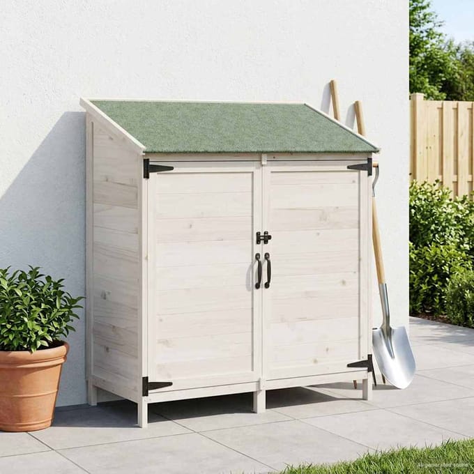 vidaXL - Tuin - Shed - Wit - 106 - x - 56 - x - 113,5 - cm - Massief - Vurenhout