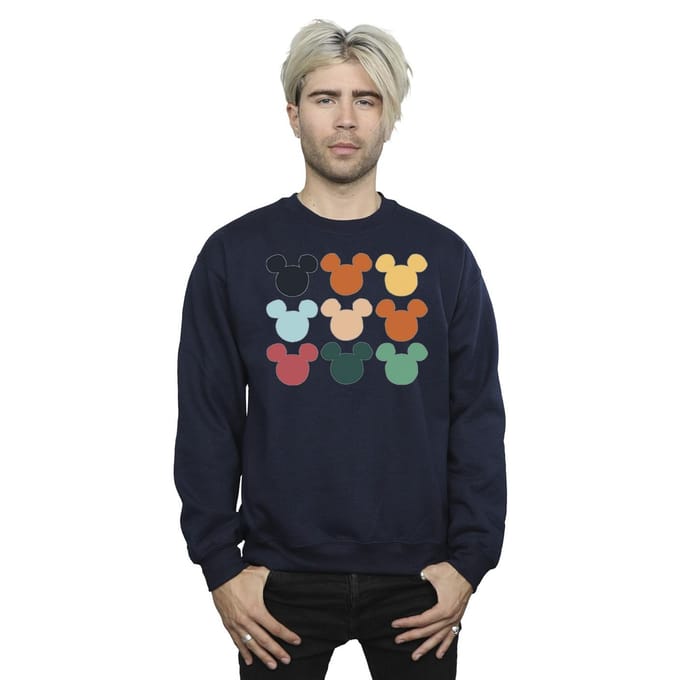 Disney Heren Mickey Mouse Hoofden Vierkant Sweatshirt (Marineblauw)
