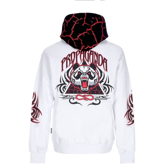 Herensweater Triangle Panda Hoodie Wit