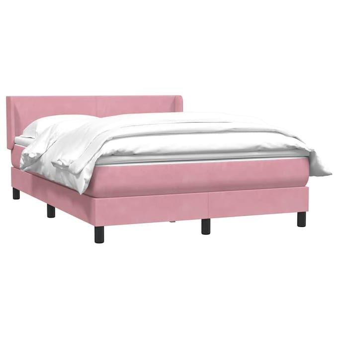 vidaXL - Boxspring - met - matras - fluweel - roze - 140x210 - cm