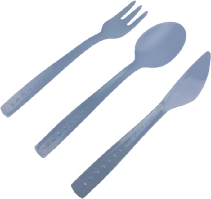 Herbruikbare bestek BACO - Blauw - Kunststof - 15 delig - picknickbestek