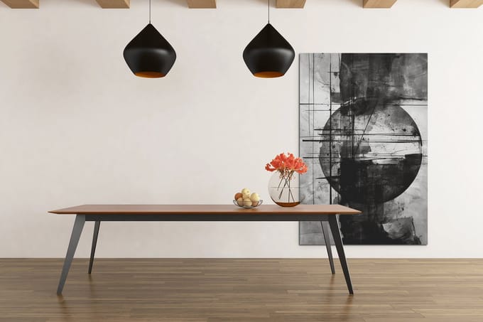 Canvas Schilderij Abstract - Zwart - Grijs - Wanddecoratie - 60x40x2 cm