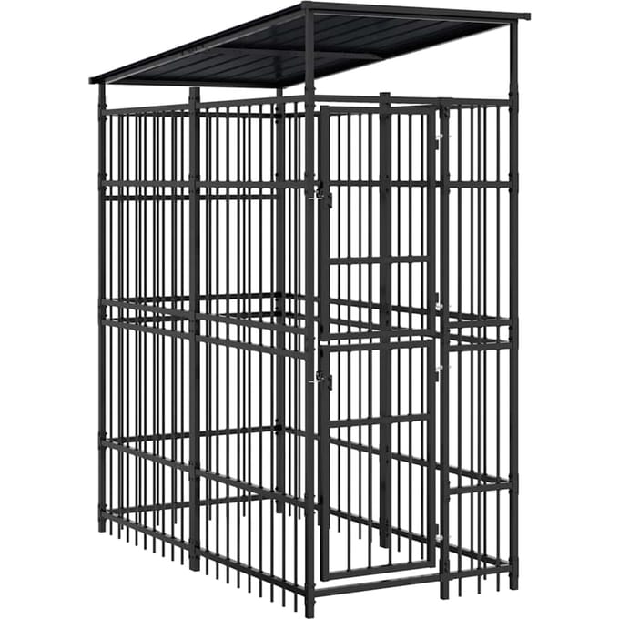 vidaXL Hondenkennel met dak 1,84 m² staal