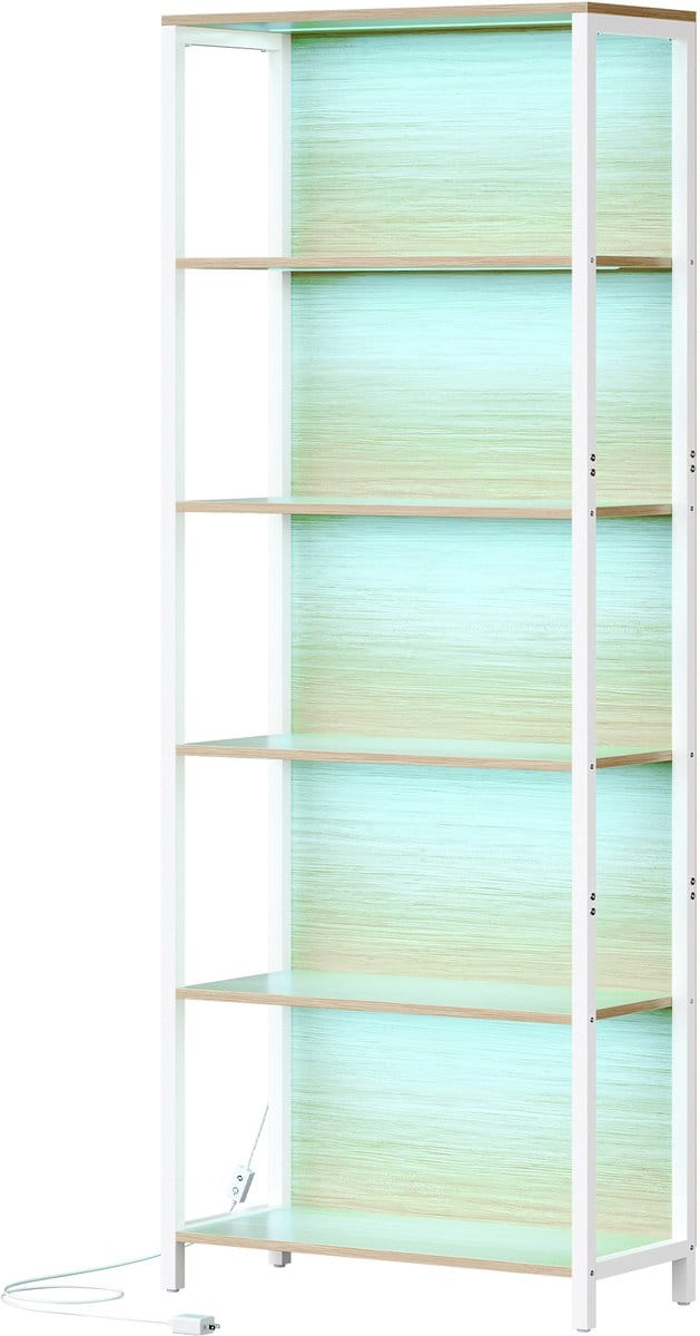 VASAGLE - Boekenkast - Met 6 Niveaus - Verstelbare LED-Verlichting - Stalen Frame