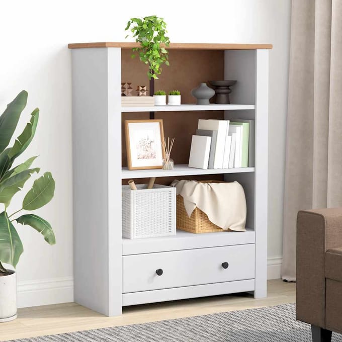 vidaXL - Boekenkast - Panama - Range - 80x35x110 - cm - massief - grenenhout - wit