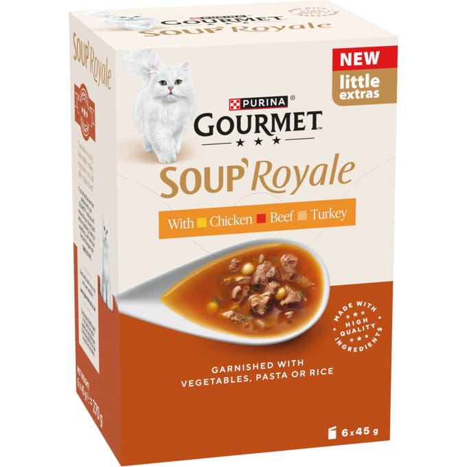 6x45g Gourmet Soup Royale Vleesselectie Kattenvoer nat