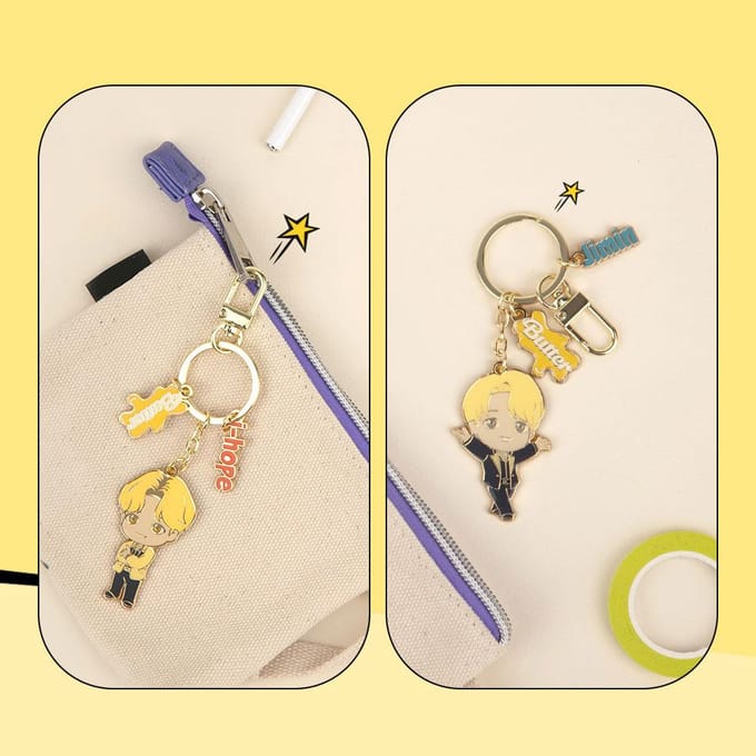 Bts (Bangtan garçons) Porte-clés en métal TinyTAN Butter Swing, officiel, original, authentique, K-POP, idole beige
