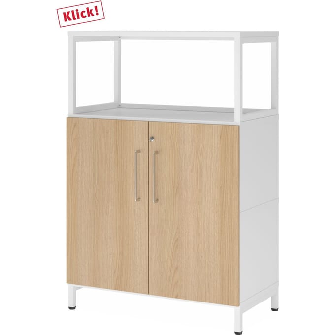FlexWall | 3 OH | Deuren + frame | met sokkel - Wit/Eiken