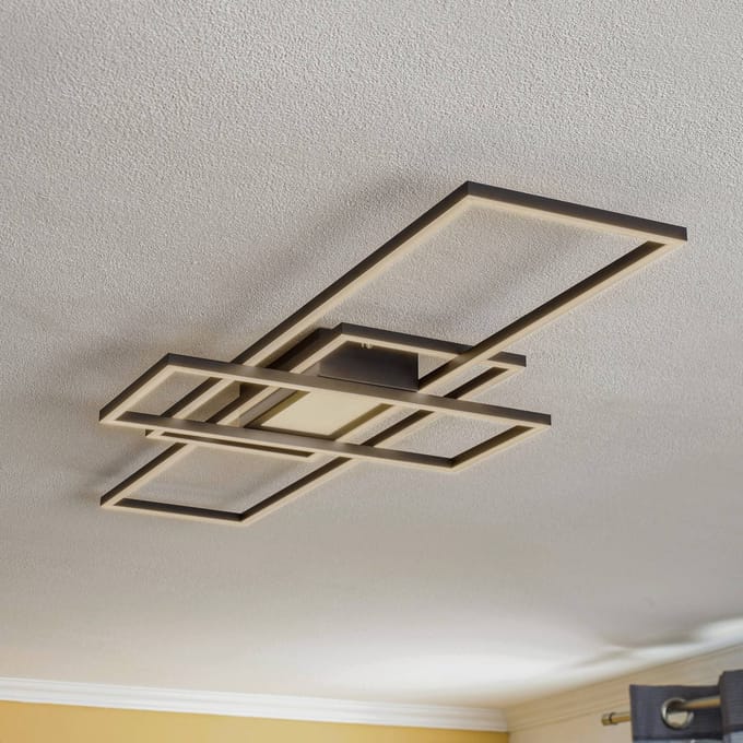 Lindby Ismera plafondlamp 3 frames, antraciet