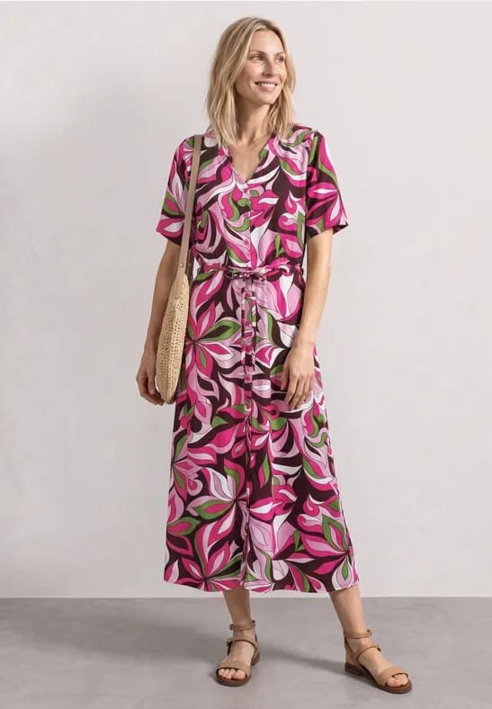 Midi-jurk met V-hals en print
