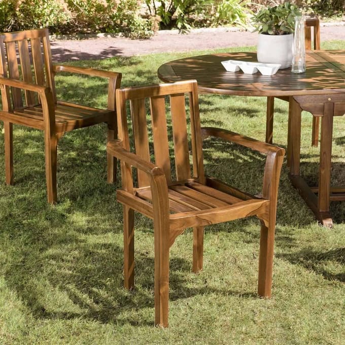 Set van 2 stapelbare fauteuils mh in geolied teakhout | Macabane