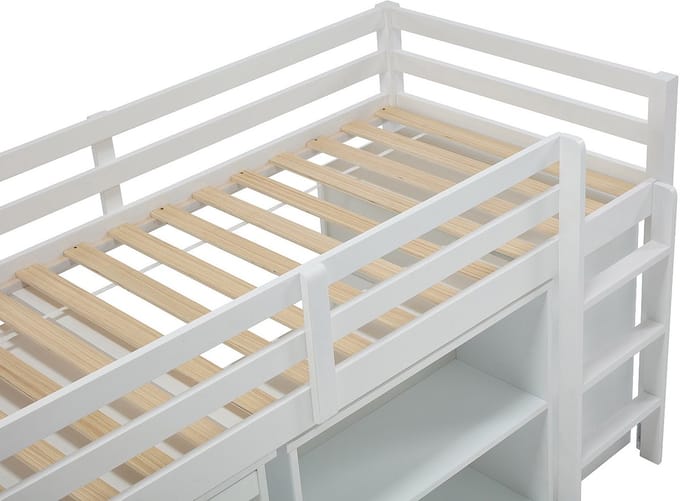 Vente-unique Combinatiebed hout wit 90 x 190 cm