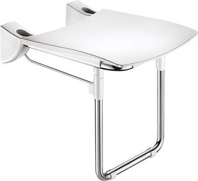 Opklapbaar douchezitje extra comfort + voet RVS glanz. gepol.