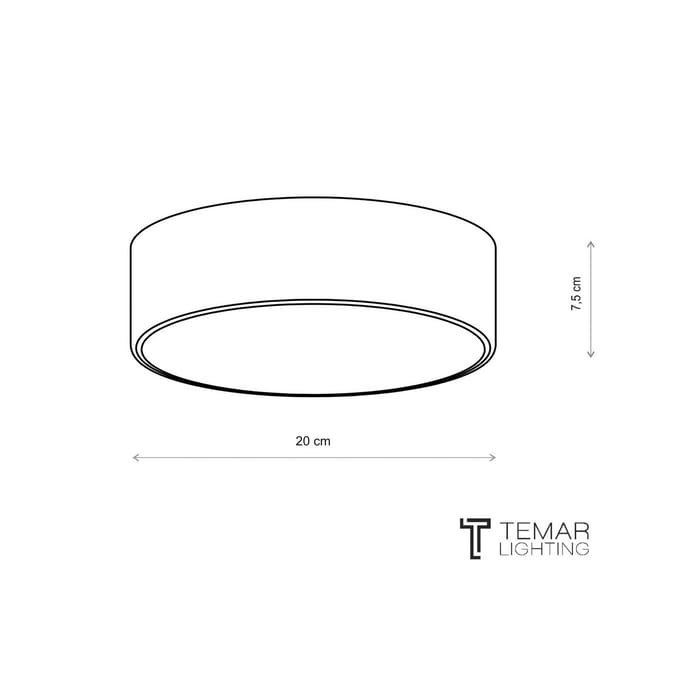TEMAR LIGHTING Plafondlamp Cleo, Ø 20 cm, IP20, zwart, metaal, E27
