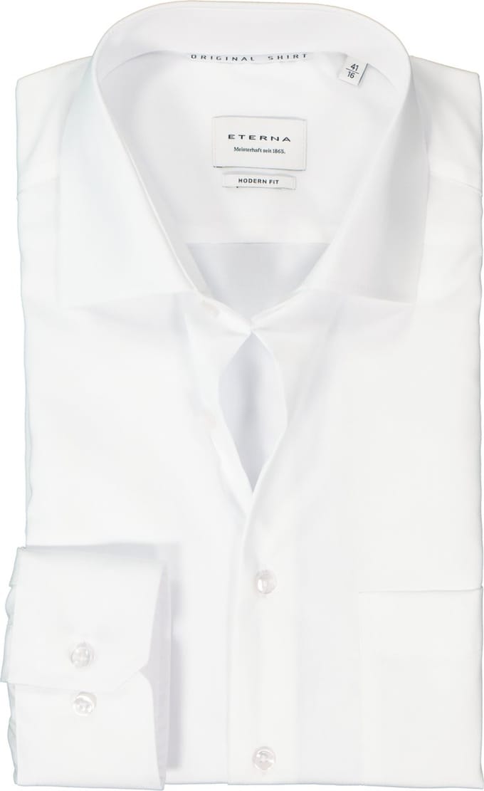 ETERNA modern fit overhemd - popeline - wit - Strijkvrij - Boordmaat: 44