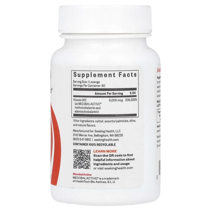Seeking Health, Methyl B12 5000, 60 zuigtabletten