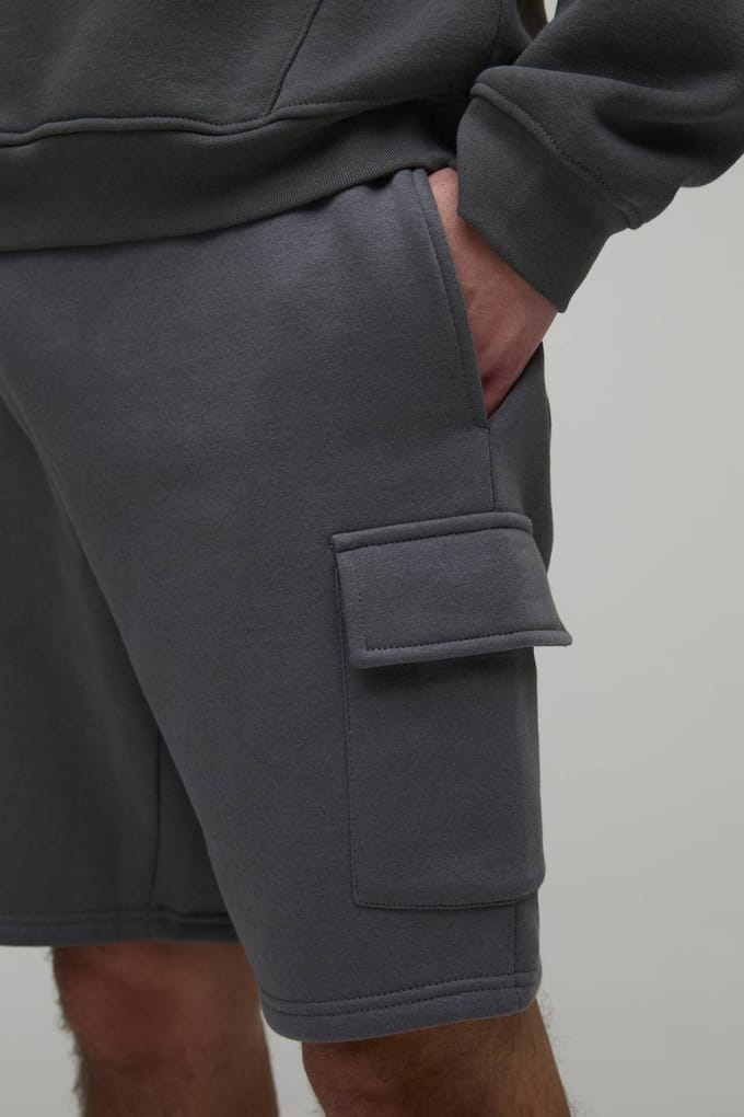 Essential Slim Fit Cargo Jersey Short | Charcoal | Size Small