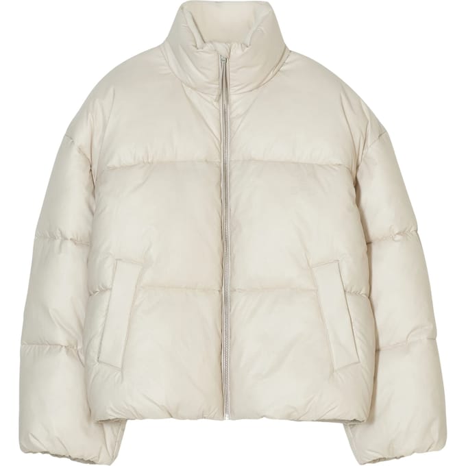 Closed Cropped Puffer Jacket Puffer Jassen Beige C97216-69f-22