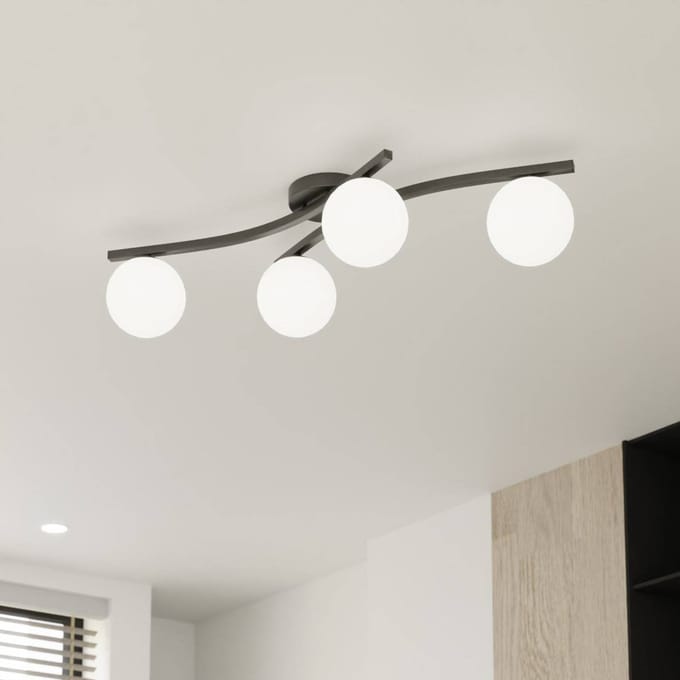 EMIBIG LIGHTING OPUS plafondlamp, lengte 85 cm, opaal, lengte 84 cm, 4-lamps.