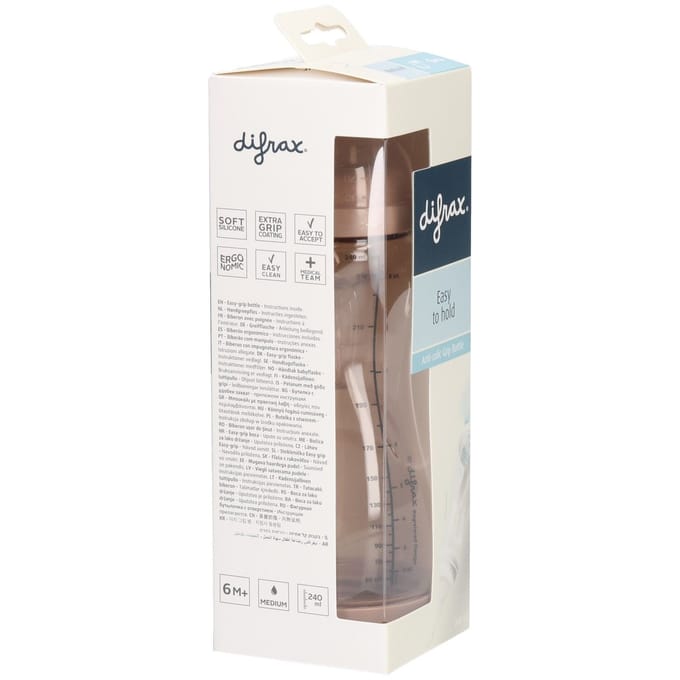 Difrax Babyfles Handgreep - 240 ml - Bruin - 1 Stuk - Anti Koliek