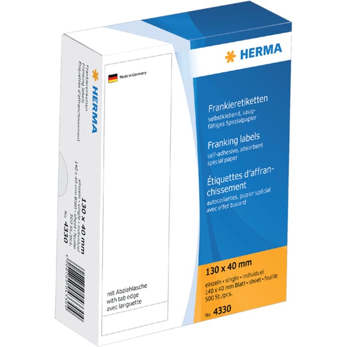 HERMA Frankieretik. einzeln met Abziehl. 130x40 mm 500 St.