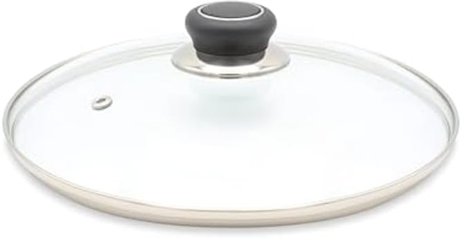 Glazen deksel met RVS rand - Ø 28 cm - Zilver/Zwart
