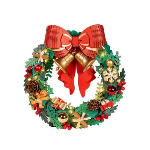 DIY Houten Kerstkrans met LED Verlichting – 252 Onderdelen – 40 cm – Bouwpakket