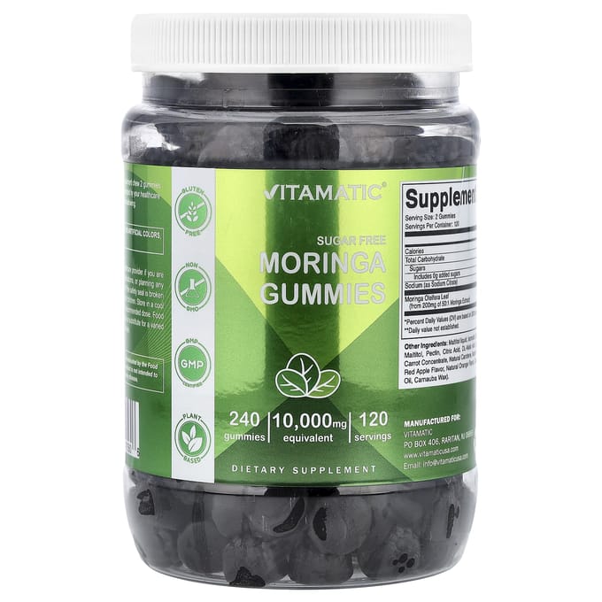 Vitamatic, Moringa Gummies, Suikervrij, 240 Gummies (5.000 mg per Gummy)