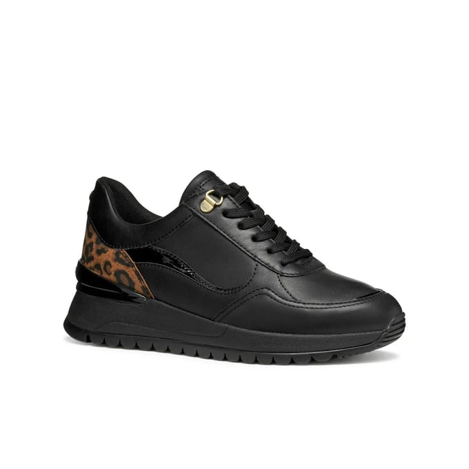 Geox D Desya A Leren Dames Zwarte Sneakers