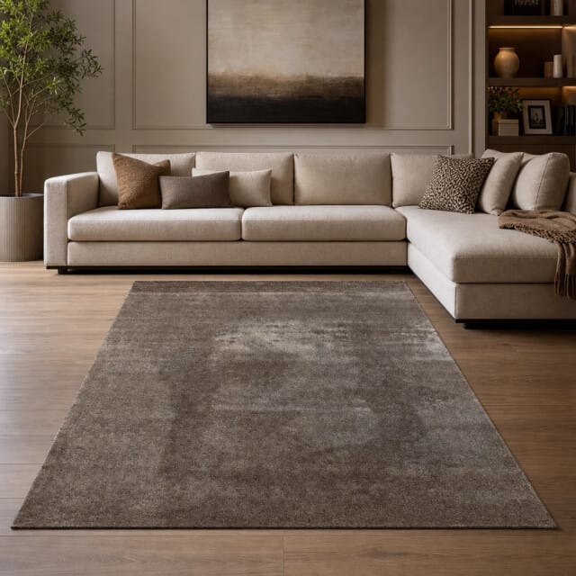 Muratap Comfy soft effen vloerkleed wasbaar uni donker beige- 80x150 cm