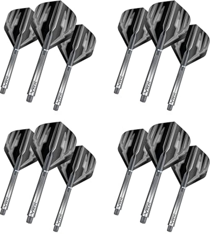 Dart Flights en Stems Combo - 4 Sets Standaard Vleugels en 4 Sets Medium Stelen