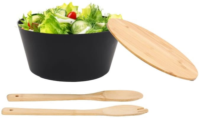 Cheffinger Salade Set - 4-delig - Bamboe - Slabak - Incl. Serveerlepel & Vork