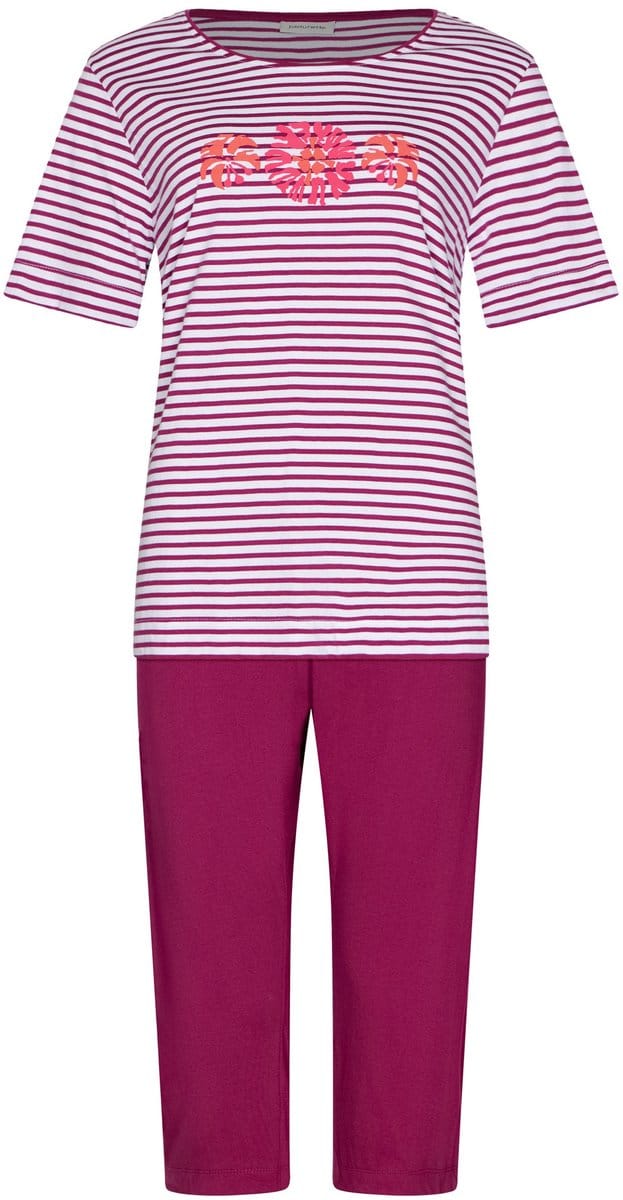 Pastunette - Pyjama - Paradise Pink - Bio Katoen - Wit/Donkerroze - Maat 48