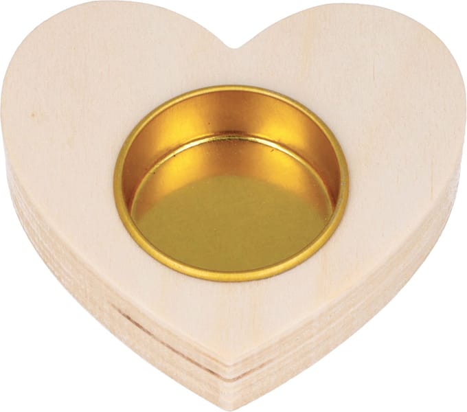 Houten kaarsenhouder hart 9x8,5 cm - Artemio